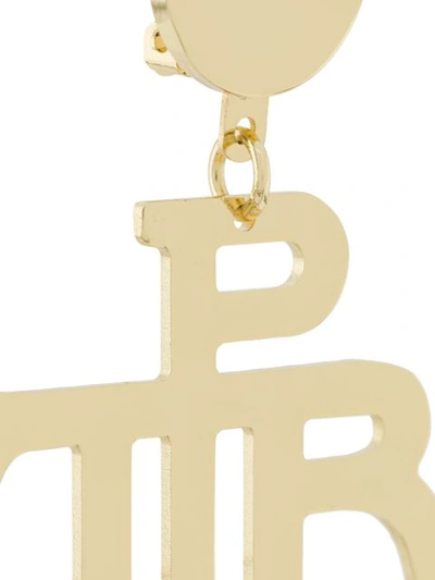 Shop Preen By Thornton Bregazzi Logo Drop Earrings In Gold