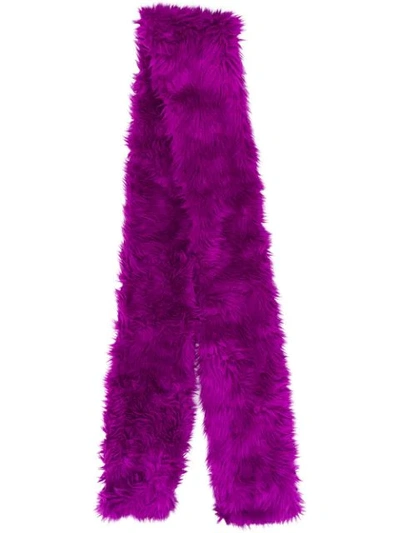 Shop Msgm Furry Long Scarf In Pink
