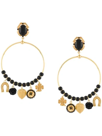 Shop Dolce & Gabbana Pendant Hoop Earrings In Gold