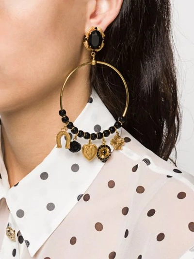 Shop Dolce & Gabbana Pendant Hoop Earrings In Gold