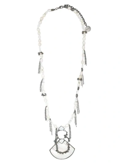 Shop Camila Klein Mother Of Pearl Necklace In Black