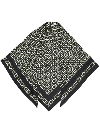 Shop Kenzo Logo-print Silk Scarf In Black