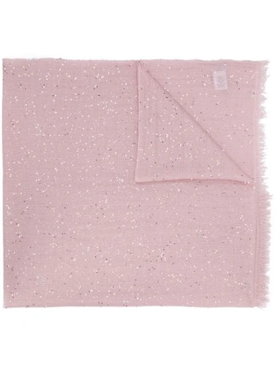 Shop Brunello Cucinelli Sequin-embellished Cashmere Scarf In Pink