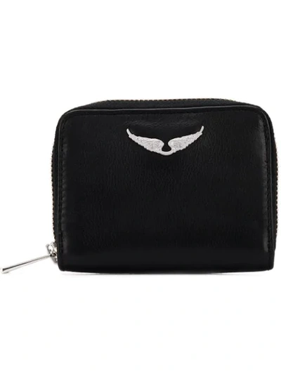 Zadig & Voltaire Mini Zv Hammered Leather Coin Purse In Black | ModeSens