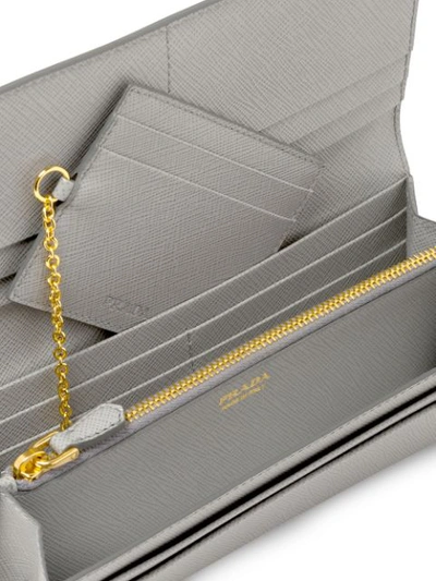 Shop Prada Saffiano Logo Plaque Wallet In Grey