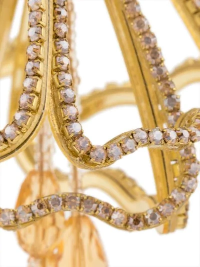 Shop Oscar De La Renta Crystal Chandelier Clip-on Earrings In Gold