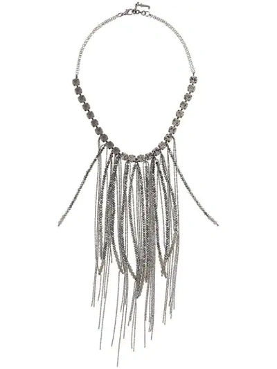 Shop Fabiana Filippi Fringed Embellished Necklace In Metallic