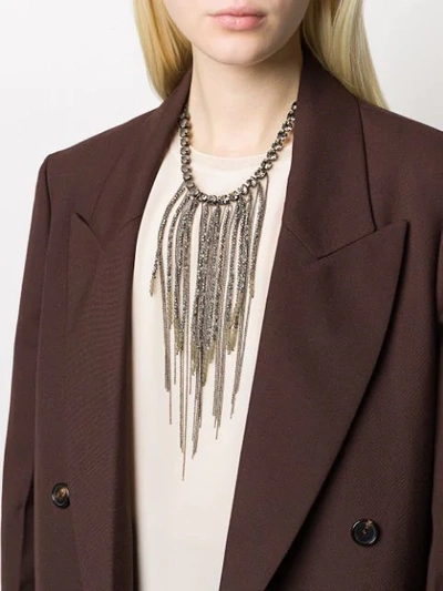 Shop Fabiana Filippi Fringed Embellished Necklace In Metallic