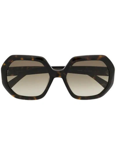 Shop Longchamp Octagonal Oversize Sunglasses In Brown