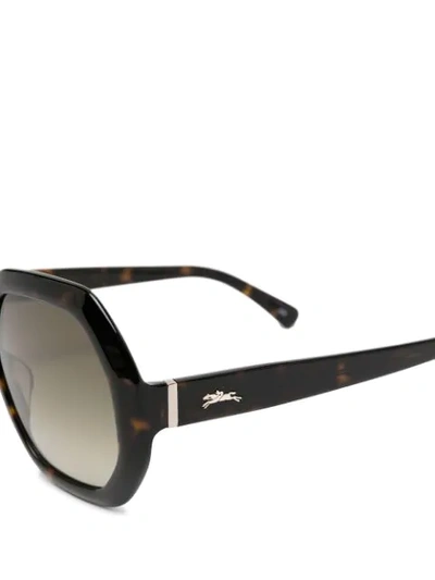Shop Longchamp Octagonal Oversize Sunglasses In Brown