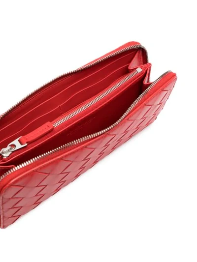 Shop Bottega Veneta Intrecciato Continental Wallet In Red