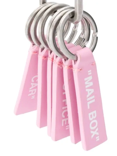 Shop Off-white Label-detail Keyring In Pink