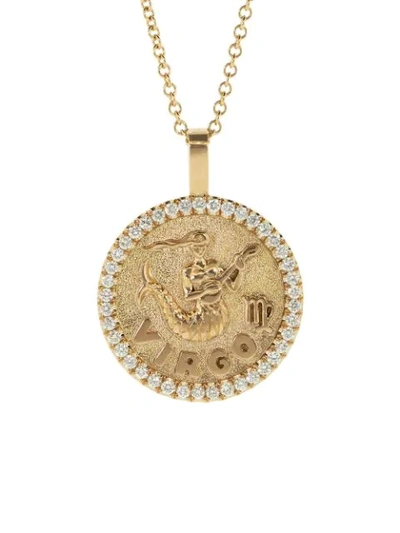 Shop Anita Ko 18kt Rose Gold Virgo Zodiac Coin Diamond Pendant Necklace