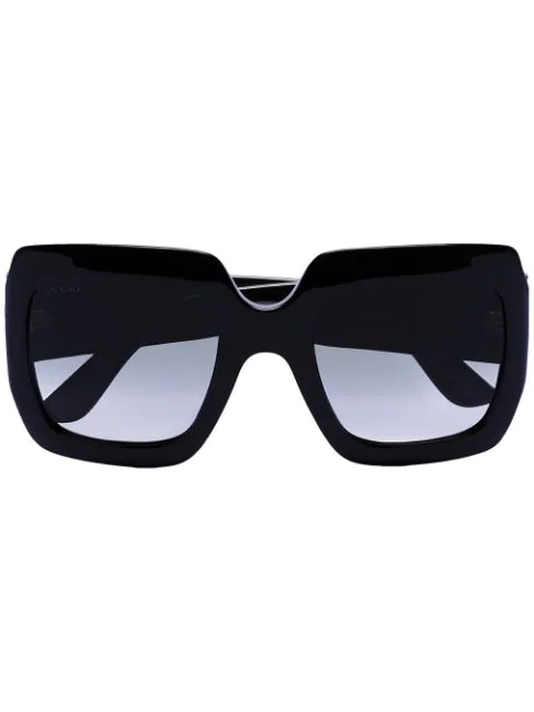 gucci square acetate sunglasses black