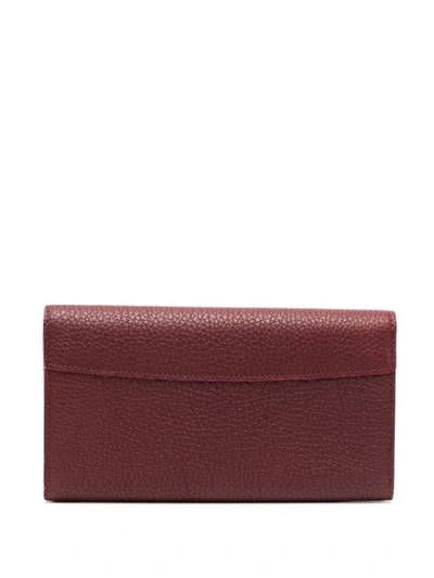 Pre-owned Louis Vuitton  Logo Plaque Wallet In Red
