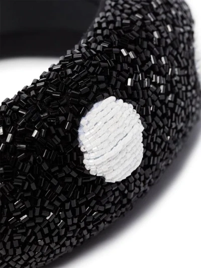 Shop Ganni Polka-dot Beaded Headband In Black