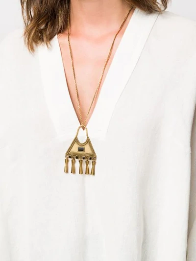 Shop Saint Laurent Triangle Charm-pendant Necklace In Gold