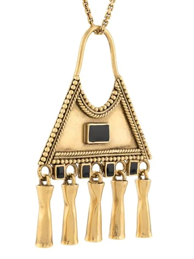Shop Saint Laurent Triangle Charm-pendant Necklace In Gold