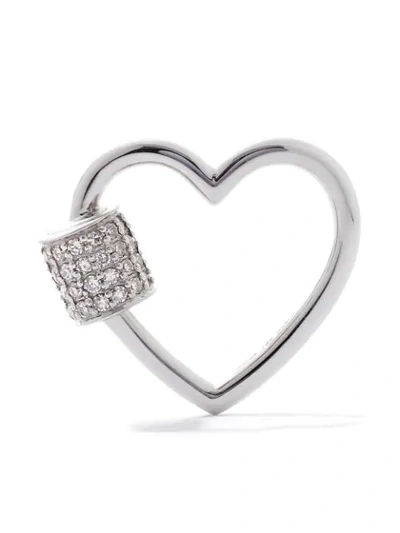 Shop As29 18kt White Gold Diamond Heart Carabiner In Silver
