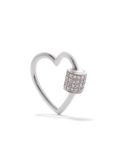 Shop As29 18kt White Gold Diamond Heart Carabiner In Silver