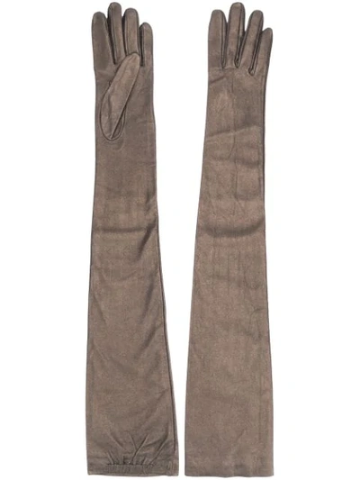 Shop Brunello Cucinelli Long Slip-on Gloves In Gold