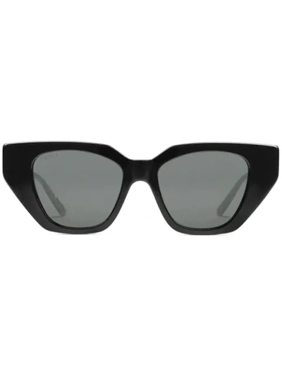 Shop Gucci Cat-eye Bejewelled Sunglasses In Black