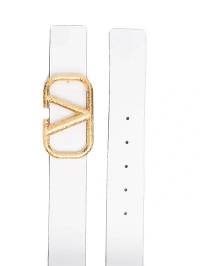Shop Valentino Vlogo Buckle Belt In White ,brown