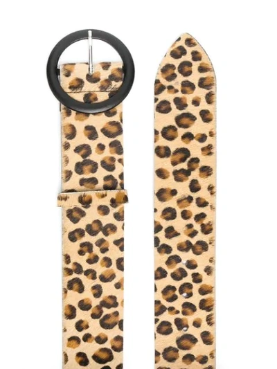Shop Msgm Leopard Print Belt In Brown