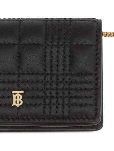 Shop Burberry Quilted Cardholder-on-chain In Black