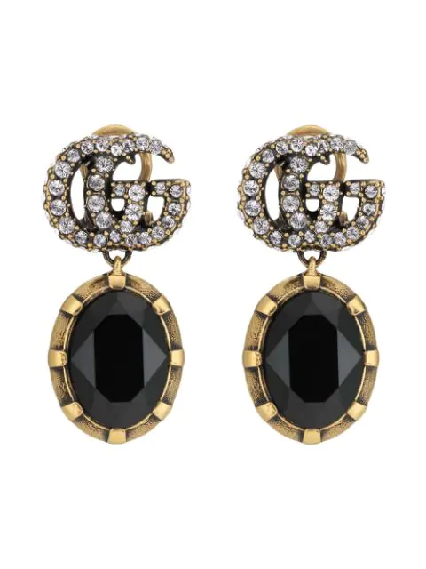 double g earrings with crystals