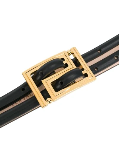 Shop Versace Grecamania Double Buckle Belt In Black