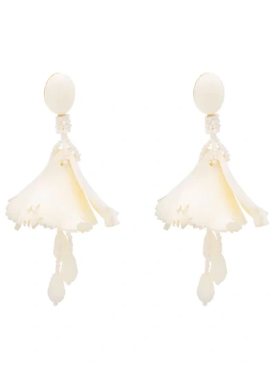 Shop Oscar De La Renta Impatiens Drop Earrings In White