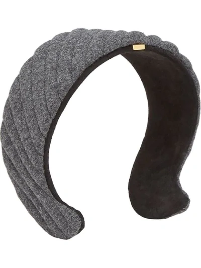 Shop Fendi Quilted Headband In Grey