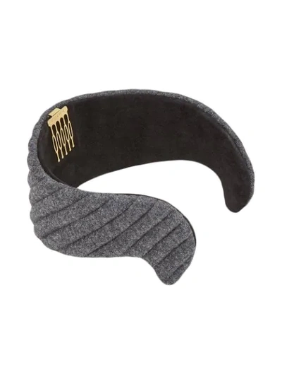 Shop Fendi Quilted Headband In Grey