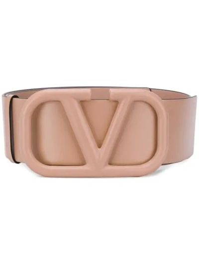 Shop Valentino Vlogo Leather Belt In Neutrals