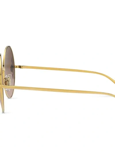 Shop Dolce & Gabbana Pearl-embellished Round-frame Sunglasses In Gold