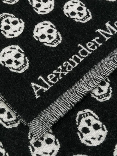 Shop Alexander Mcqueen Skull Intarsia-knit Scarf In Black