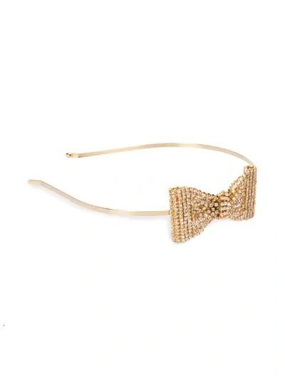 Shop Rosantica Crystal Bow-embellished Headband In Gold