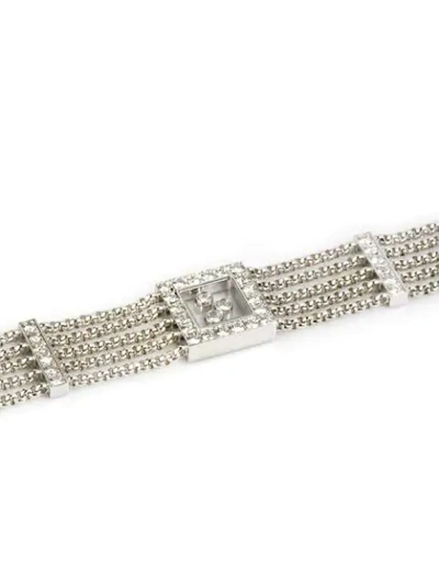 Pre-owned Chopard 18kt White Gold Diamond Happy Curves Bracelet In Silver