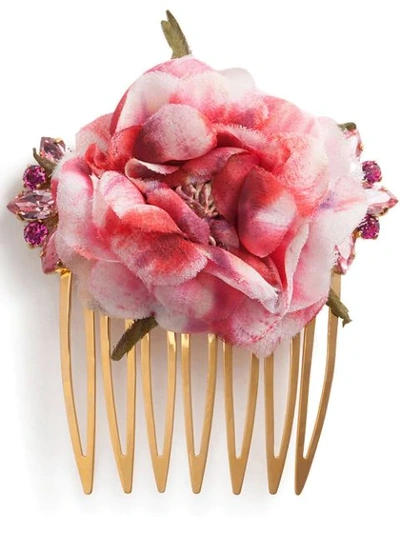 Shop Dolce & Gabbana Floral Hair Clip In Gold