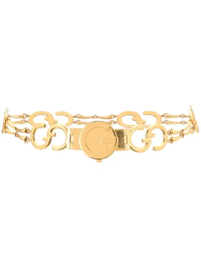 Pre-owned Gucci 1970s Gg Chain-link Belt In Gold