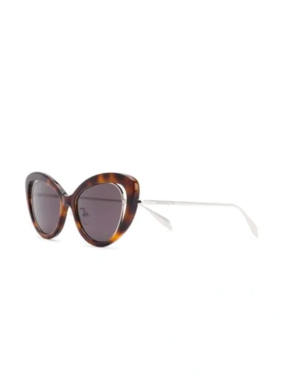 Shop Alexander Mcqueen Cat Eye Frame Sunglasses In Brown