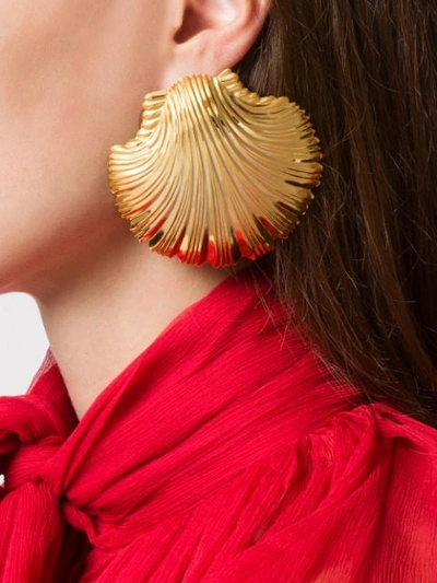 Shop Atu Body Couture Oversized Shell Earrings In Gold