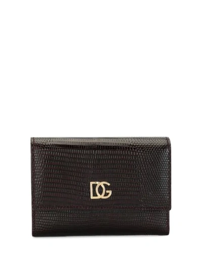 Shop Dolce & Gabbana Embossed Crocodile-effect Wallet In Black
