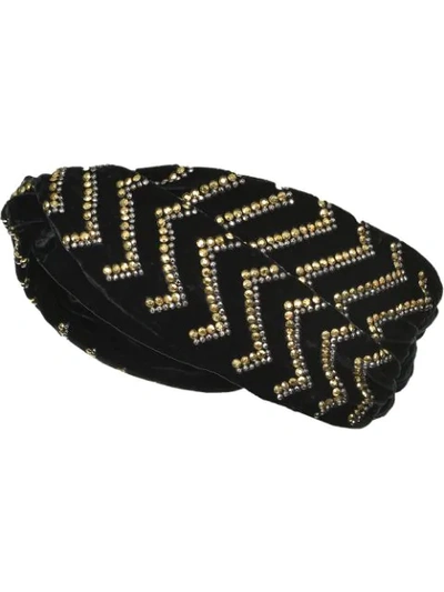 Shop Pinko Crystal Embellished Turban In Black