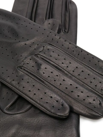 Shop Manokhi Eyelet Detail Elasticated Gloves In Black