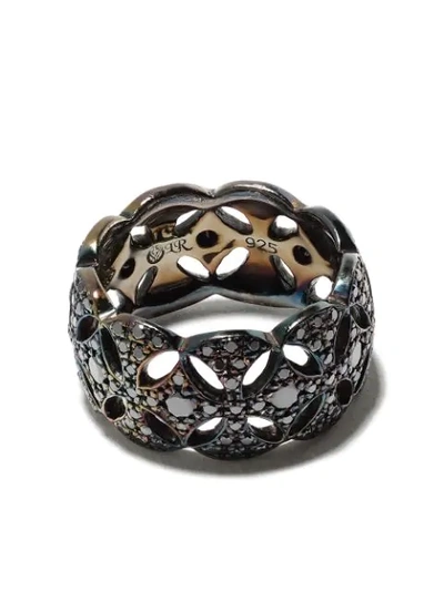 Shop Loree Rodkin Diamond-encrusted Interlocked Ring In Silver