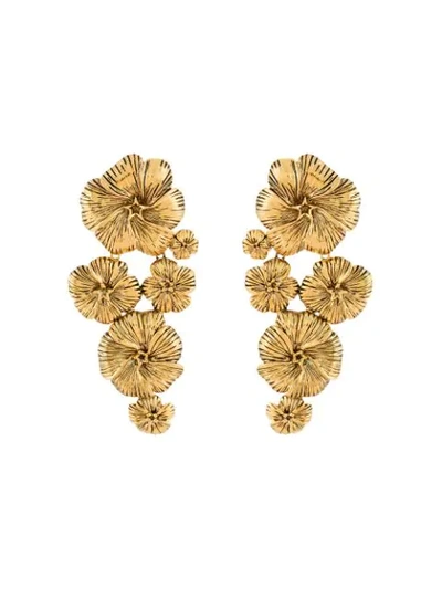 Shop Aurelie Bidermann Pansy Floral Earrings In Gold