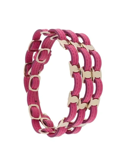 Shop Ferragamo Vara Buckle Bracelet In Pink