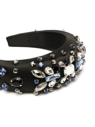 Shop Ganni Gem-embellished Headband In Black